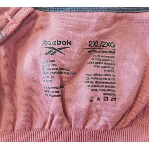 Reebok Sports Bra Racerback 2XL Pink Gray Trim Adjustable Straps Removable Pads - Picture 8 of 8